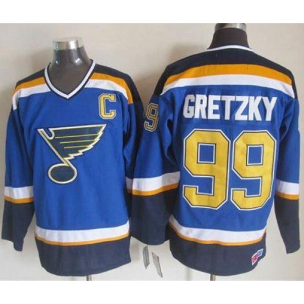 Blues #99 Wayne Gretzky Light Blue CCM Throwback Stitched Jersey