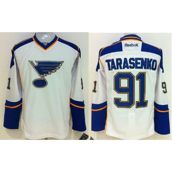 Blues #91 Vladimir Tarasenko White Away Stitched Jersey