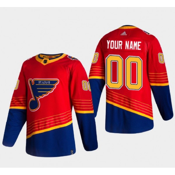 St. Louis Blues Custom 2021 Red Reverse Retro Stitched Jersey