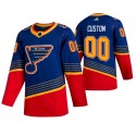 St. Louis Blues Custom 2021 Blue Reverse Retro Stitched Jersey