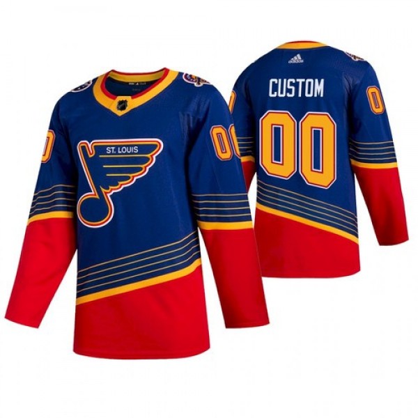 St. Louis Blues Custom 2021 Blue Reverse Retro Stitched Jersey