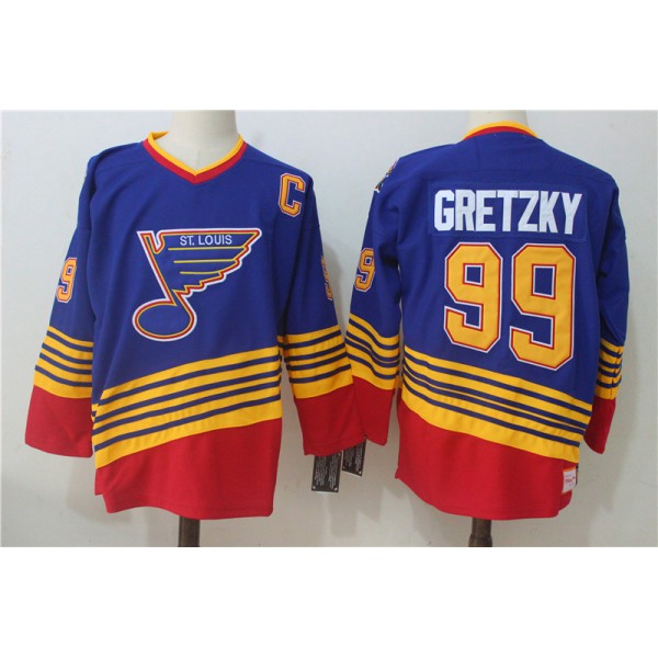 St. Louis Blues #99 Wayne Gretzky MitchellNess Blue Throwback 1995 - 96 Authentic Road Stitched Jersey