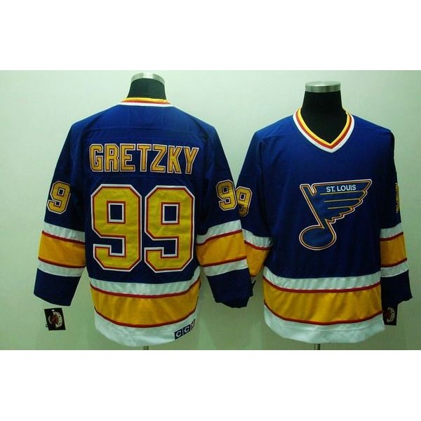 Blues #99 Wayne Gretzky Stitched Blue CCM Throwback Jersey