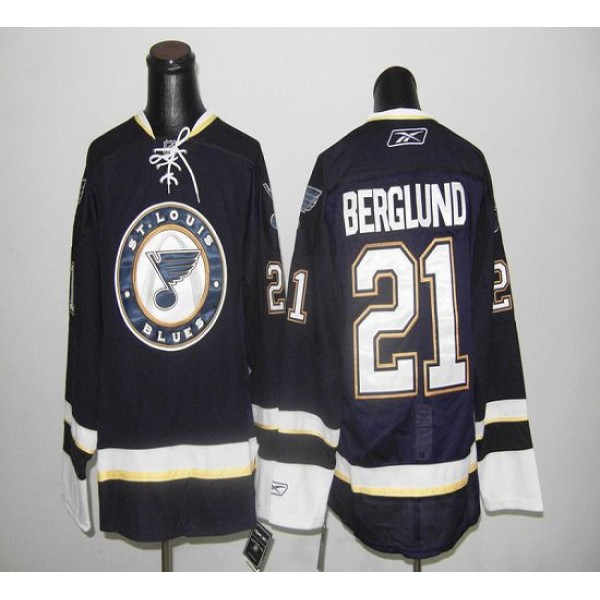 Blues #21 Berglund Dark Blue Stitched Jersey