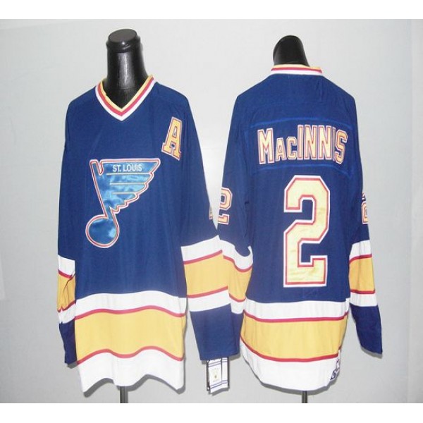 Blues CCM Throwback #2 Macinnis Blue Stitched Jersey