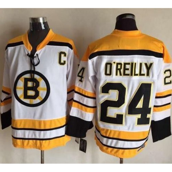 Bruins #24 Terry O'Reilly White CCM Throwback Stitched Jersey
