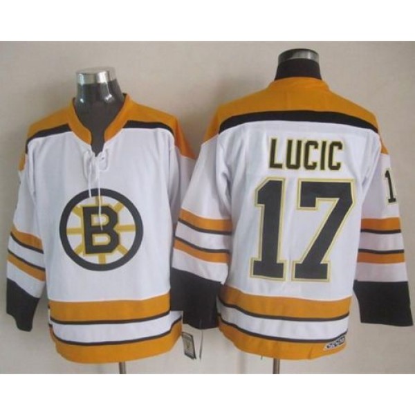 Bruins #17 Milan Lucic White CCM Throwback Stitched Jersey