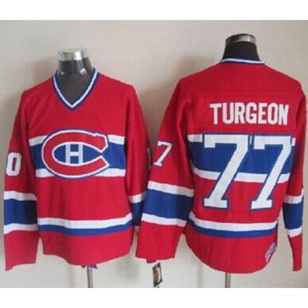 Canadiens #77 Pierre Turgeon Red CCM Throwback Stitched Jersey