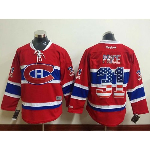 Canadiens #31 Carey Price Red USA Flag Fashion Stitched Jersey