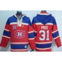 Canadiens #31 Carey Price Red Sawyer Hooded Sweatshirt Stitched Jersey