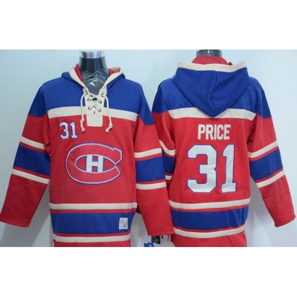 Canadiens #31 Carey Price Red Sawyer Hooded Sweatshirt Stitched Jersey