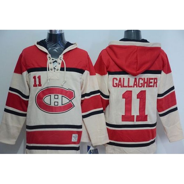 Canadiens #11 Brendan Gallagher Cream Sawyer Hooded Sweatshirt Stitched Jersey