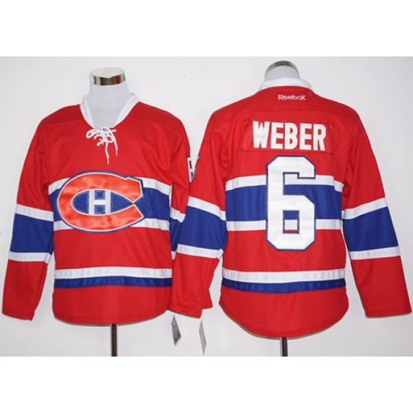Canadiens #6 Shea Weber Red Home Stitched Jersey