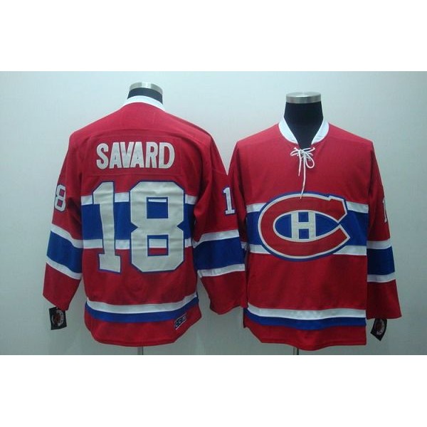 Canadiens #18 Serge Savard Stitched Red CH CCM Throwback Jersey