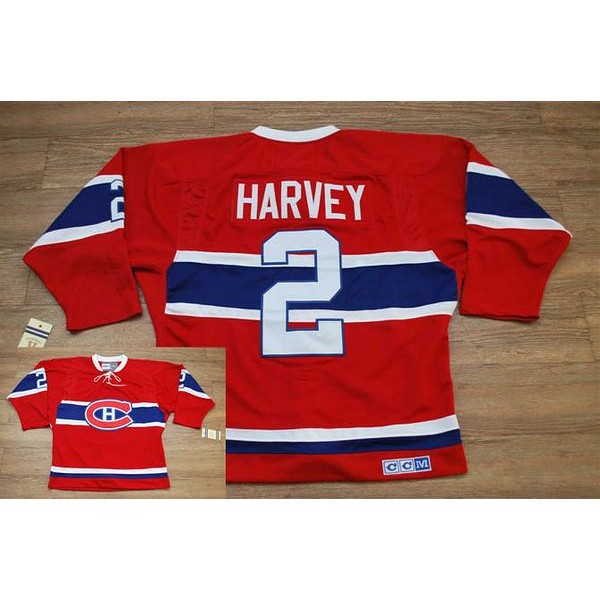 Canadiens #2 Doug Harvey Stitched Red CH CCM Throwback Jersey