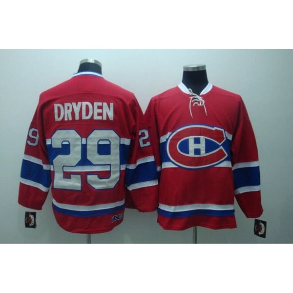 Canadiens #29 Ken Dryden Stitched Red CH CCM Throwback Jersey