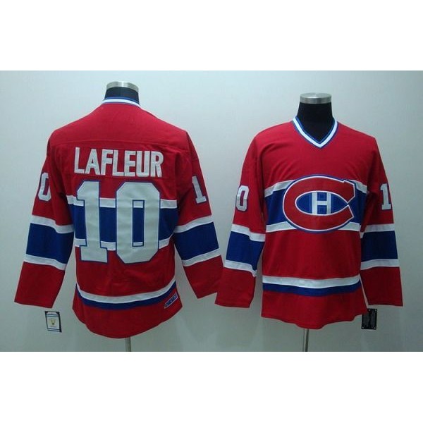 Canadiens #10 Guy Lafleur Stitched Red CH CCM Throwback Jersey
