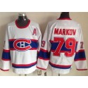 Canadiens #79 Andrei Markov White CCM Throwback Stitched Jersey