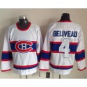 Canadiens #4 Jean Beliveau White CCM Throwback Stitched Jersey