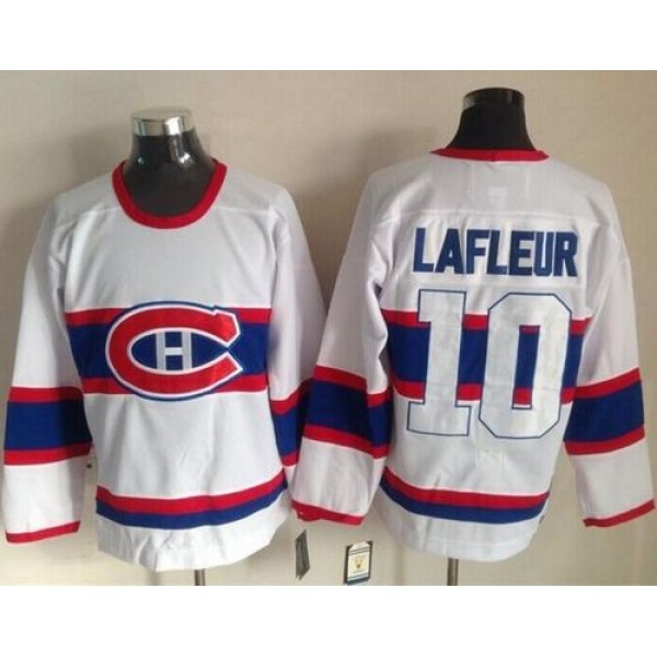 Canadiens #10 Guy Lafleur White CCM Throwback Stitched Jersey