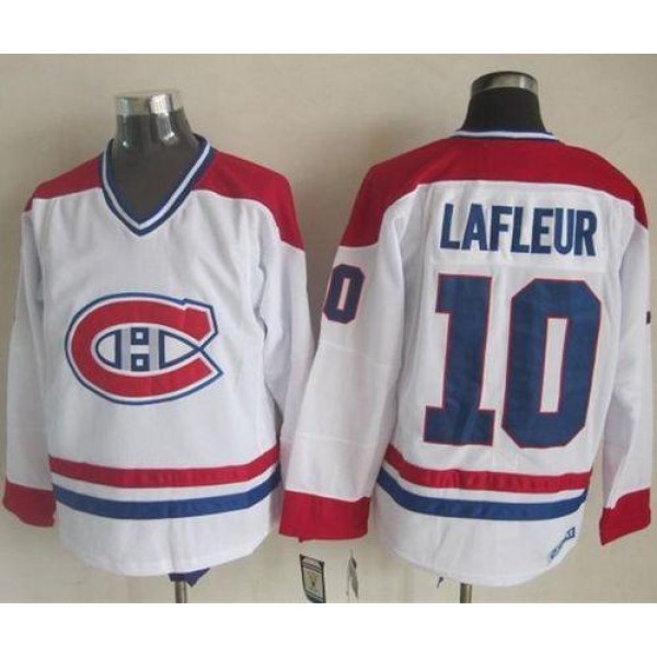 Canadiens #10 Guy Lafleur White CH-CCM Throwback Stitched Jersey