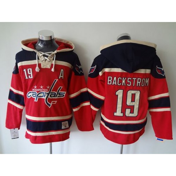 Capitals #19 Nicklas Backstrom Red Sawyer Hooded Sweatshirt Stitched Jersey