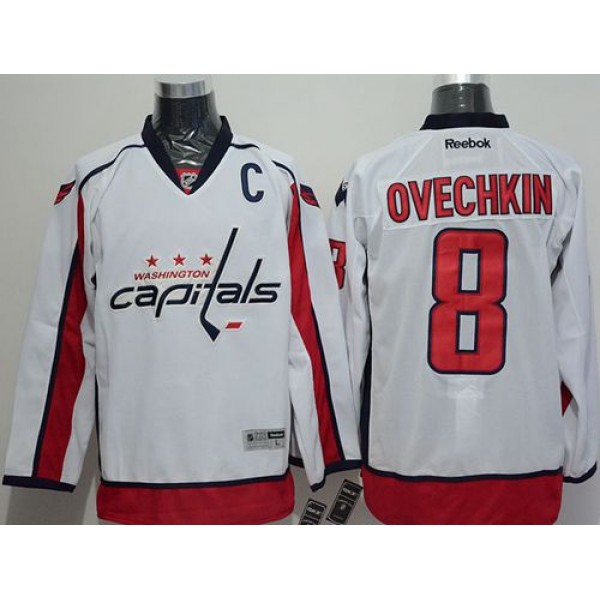Capitals #8 Alex Ovechkin White Stitched Jersey