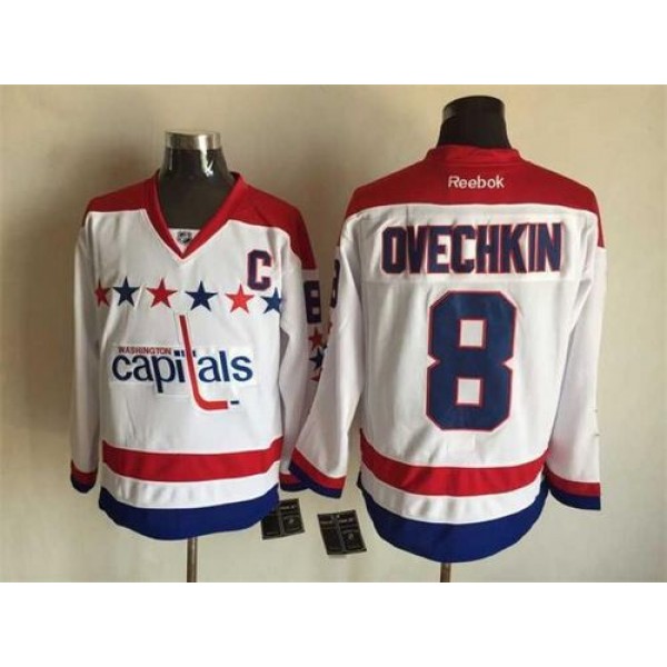 Capitals #8 Alex Ovechkin White Alternate Stitched Jersey