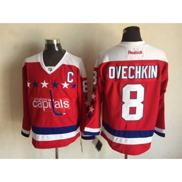 Capitals #8 Alex Ovechkin Red Alternate Stitched Jersey