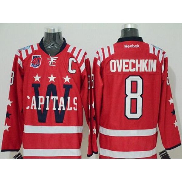 Capitals #8 Alex Ovechkin 2015 Winter Classic Red 40th Anniversary Stitched Jersey