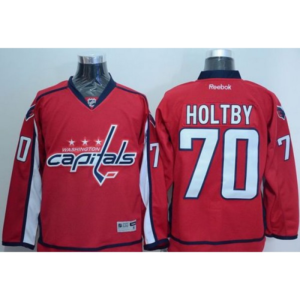 Capitals #70 Braden Holtby Red Stitched Jersey