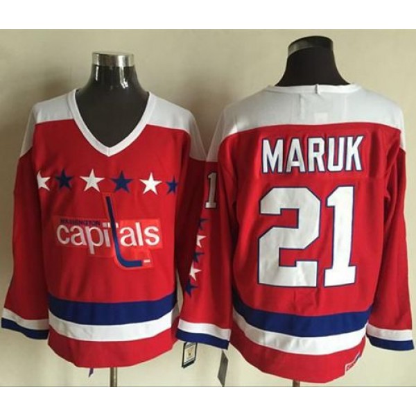 Capitals #21 Dennis Maruk Red Alternate CCM Throwback Stitched Jersey