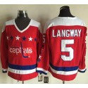 Capitals #5 Rod Langway Red Alternate CCM Throwback Stitched Jersey