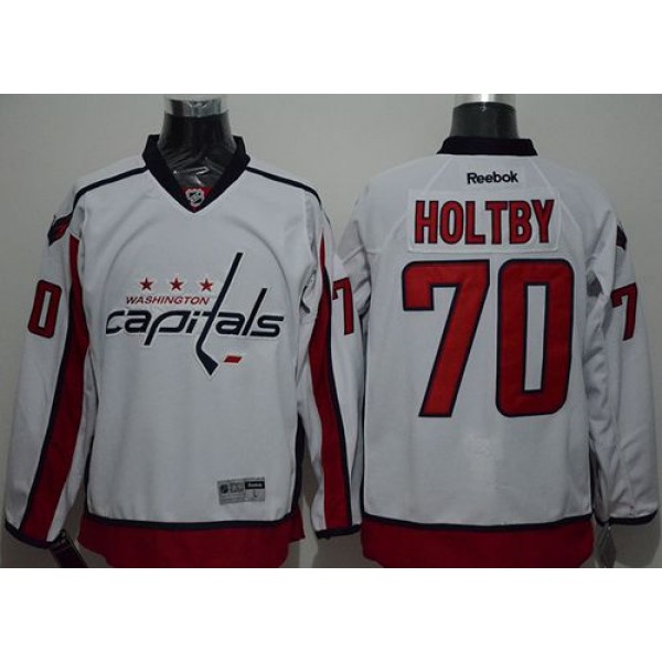 Capitals #70 Braden Holtby White Stitched Jersey