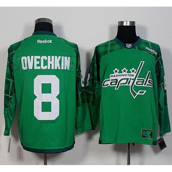 Capitals #8 Alex Ovechkin Green St. Patrick's Day New Stitched Jersey