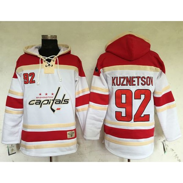 Capitals #92 Evgeny Kuznetsov White Sawyer Hooded Sweatshirt Stitched Jersey