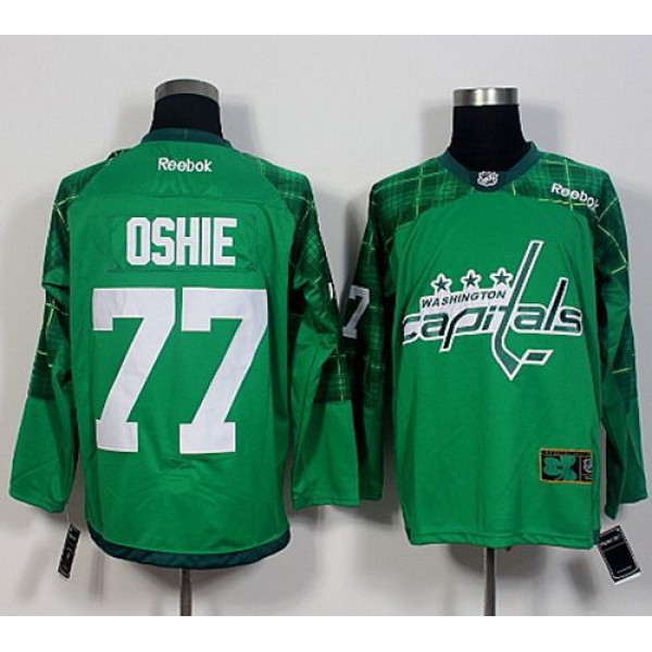 Capitals #77 T.J Oshie Green St. Patrick's Day New Stitched Jersey