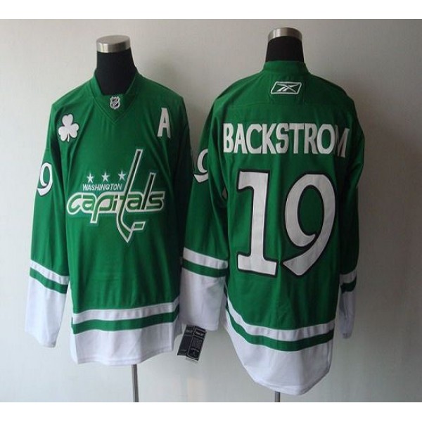Capitals #19 Nicklas Backstrom Green St. Patty's Day Stitched Jersey
