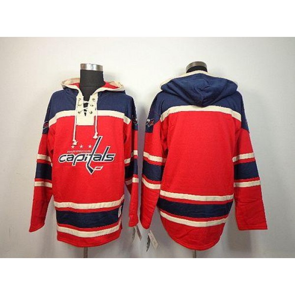 Capitals Blank Red Sawyer Hooded Sweatshirt Stitched Jersey