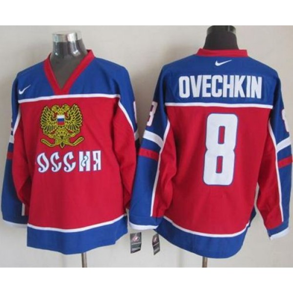 Capitals #8 Alex Ovechkin Red Blue Stitched Jersey