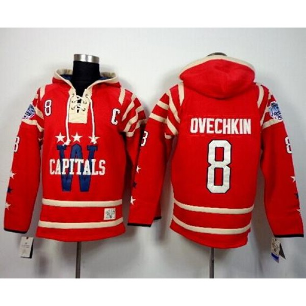 Capitals #8 Alex Ovechkin 2015 Winter Classic Red Sawyer Hooded Sweatshirt Stitched Jersey