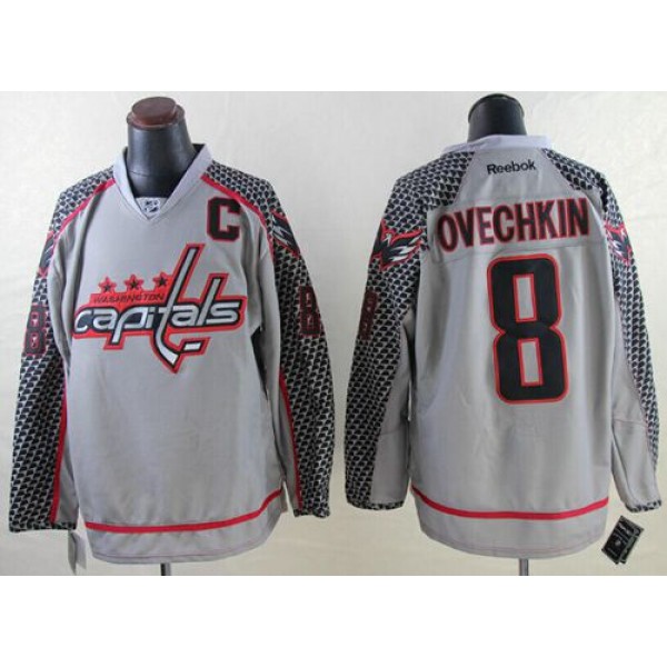 Capitals #8 Alex Ovechkin Charcoal Cross Check Fashion Stitched Jersey