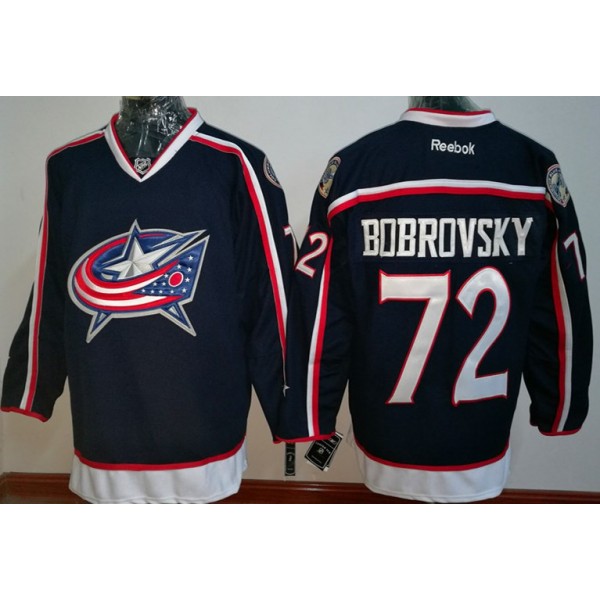 Columbus Blue Jackets #72 Sergei Bobrovsky Navy Blue Home Stitched Jersey