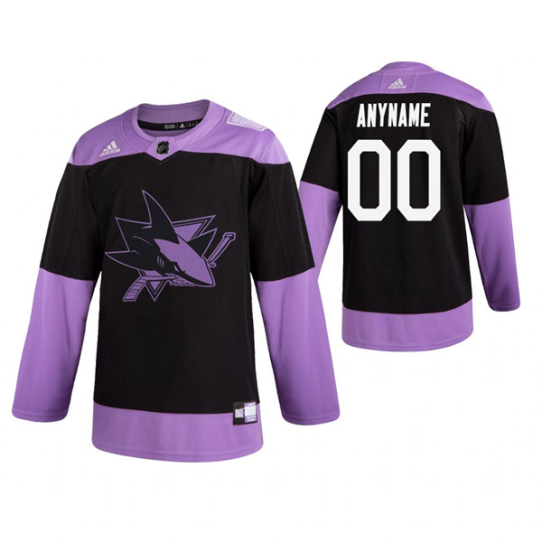 San Jose Sharks Adidas Black Hockey Fights Cancer Custom Practice NHL Stitched Jersey