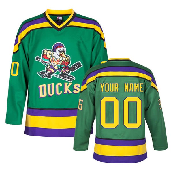 The Mighty Ducks Custom Green Stitched Jersey