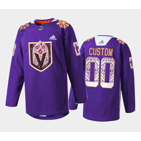 Vegas Golden Knights Custom Purple Hispanic Heritage Warmup Stitched NHL Jersey