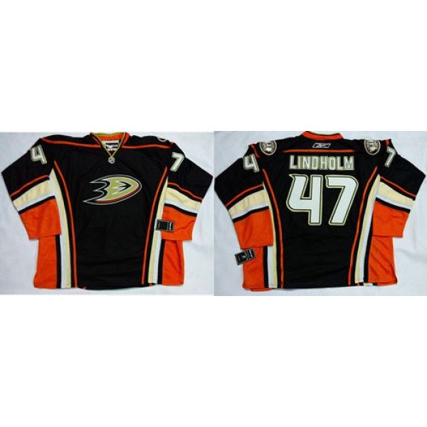 Ducks #47 Hampus Lindholm Black Home Stitched Jersey