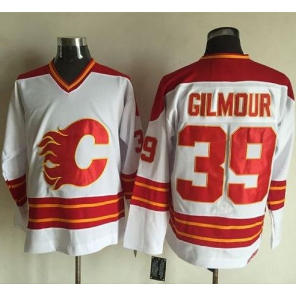 Flames #39 Doug Gilmour White CCM Throwback Stitched Jersey