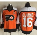 Flyers #16 Bobby Clarke Orange Black CCM Throwback Stitched Jersey