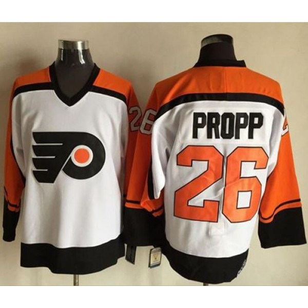 Flyers #26 Brian Propp White Black CCM Throwback Stitched Jersey